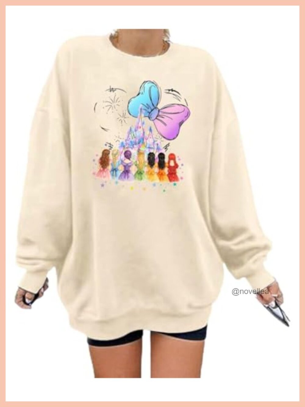Oversized Bow Graphic Sweatshirt Women Cotton Blend Pullover Long Sleeve